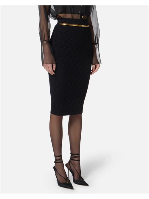 GONNA IN MAGLIA A ROMBI ELISABETTA FRANCHI | GK20B56E2110 Nero